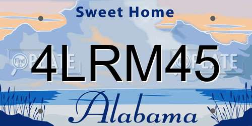 4LRM45 Alabama License Plate