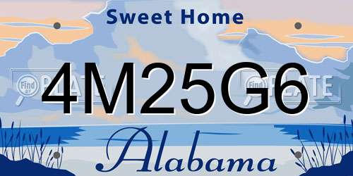 4M25G6 Alabama License Plate