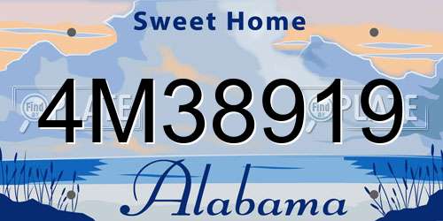 4M38919 Alabama License Plate