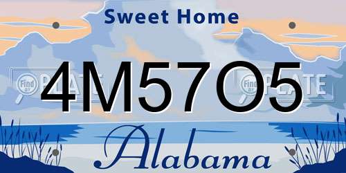 4M57O5 Alabama License Plate
