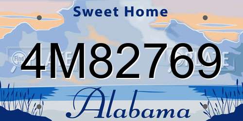 4M82769 Alabama License Plate