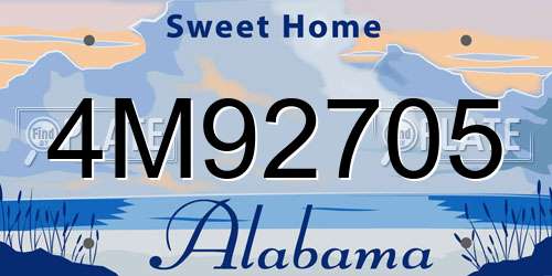 4M92705 Alabama License Plate