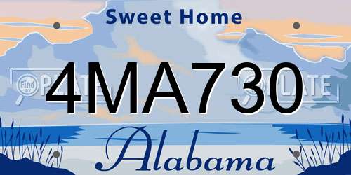 4MA730 Alabama License Plate