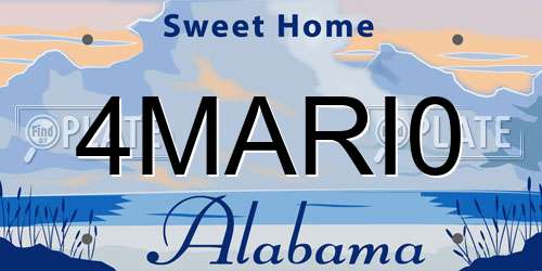 4MARI0 Alabama License Plate