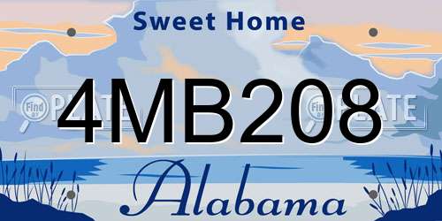4MB208 Alabama License Plate