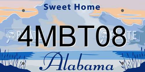 4MBT08 Alabama License Plate