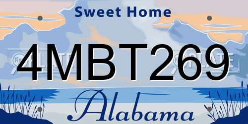4MBT269 Alabama License Plate