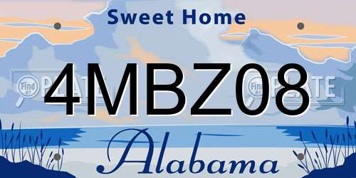 4MBZ08 Alabama License Plate