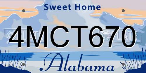 4MCT670 Alabama License Plate