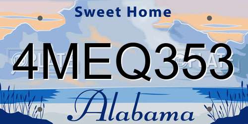4MEQ353 Alabama License Plate