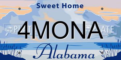 4MONA Alabama License Plate