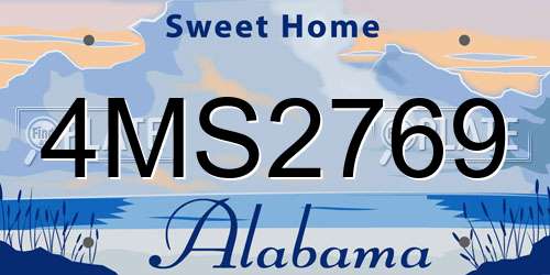 4MS2769 Alabama License Plate