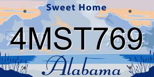 4MST769 Alabama License Plate