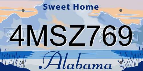 4MSZ769 Alabama License Plate