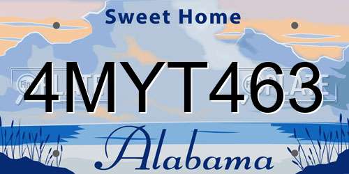 4MYT463 Alabama License Plate