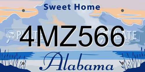 4MZ566 Alabama License Plate