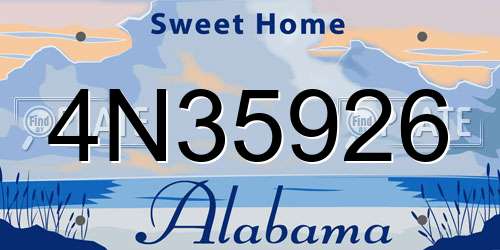 4N35926 Alabama License Plate