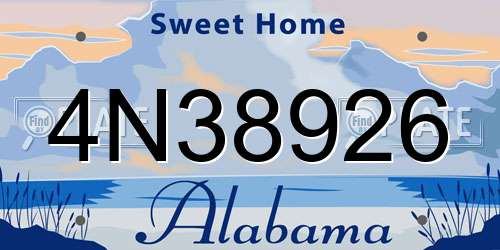 4N38926 Alabama License Plate