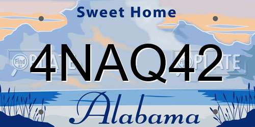4NAQ42 Alabama License Plate