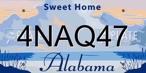 4NAQ47 Alabama License Plate