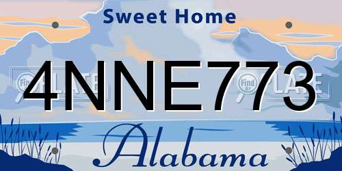 4NNE773 Alabama License Plate