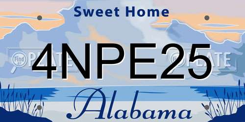 4NPE25 Alabama License Plate