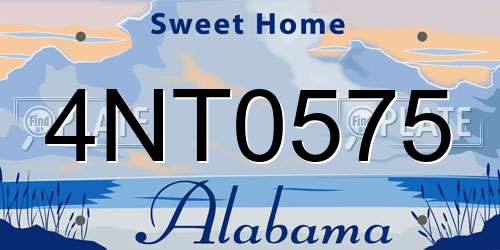 4NT0575 Alabama License Plate