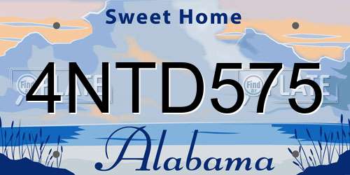 4NTD575 Alabama License Plate