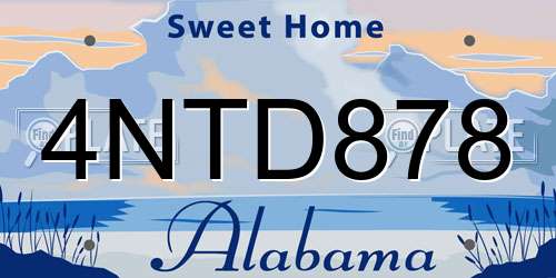 4NTD878 Alabama License Plate