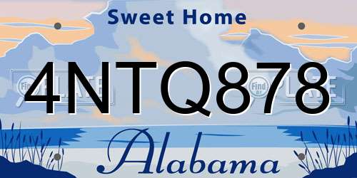 4NTQ878 Alabama License Plate