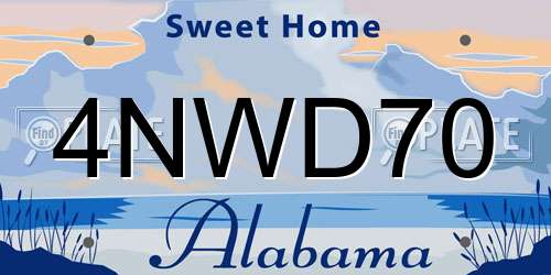 4NWD70 Alabama License Plate