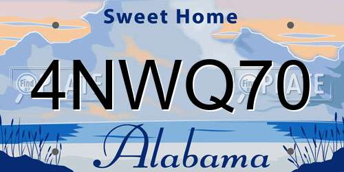 4NWQ70 Alabama License Plate