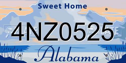 4NZ0525 Alabama License Plate