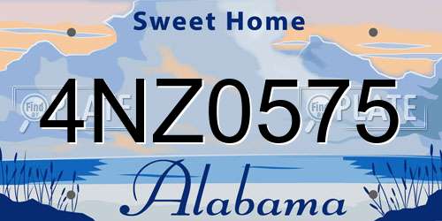4NZ0575 Alabama License Plate