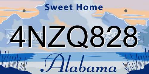 4NZQ828 Alabama License Plate