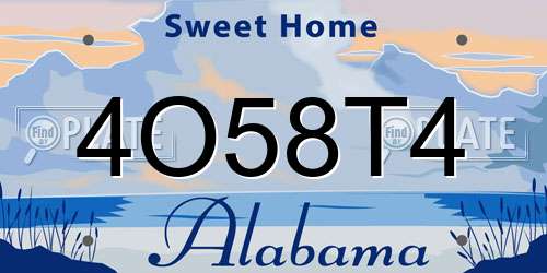 4O58T4 Alabama License Plate