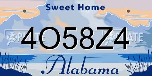 4O58Z4 Alabama License Plate