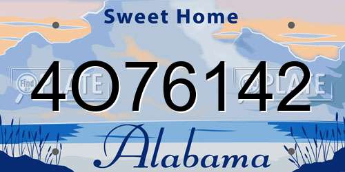 4O76142 Alabama License Plate