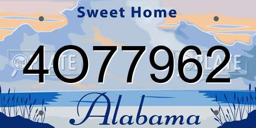 4O77962 Alabama License Plate