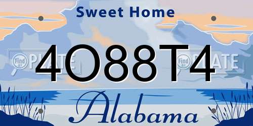 4O88T4 Alabama License Plate