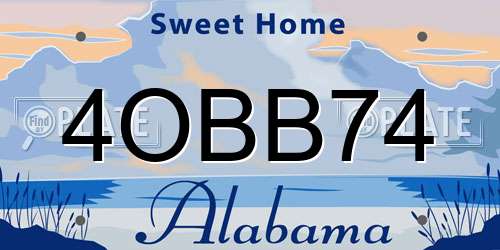 4OBB74 Alabama License Plate