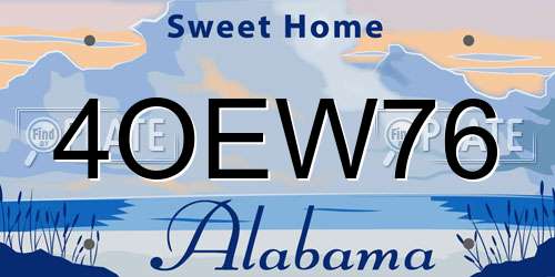 4OEW76 Alabama License Plate