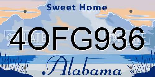4OFG936 Alabama License Plate