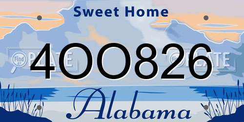 4OO826 Alabama License Plate