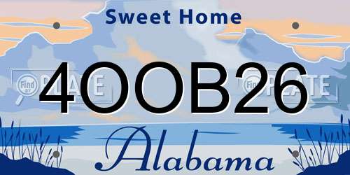 4OOB26 Alabama License Plate