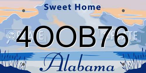 4OOB76 Alabama License Plate