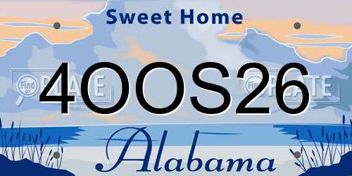 4OOS26 Alabama License Plate