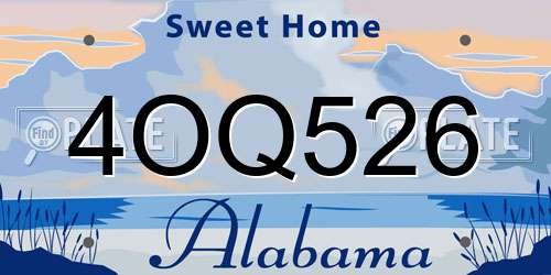 4OQ526 Alabama License Plate