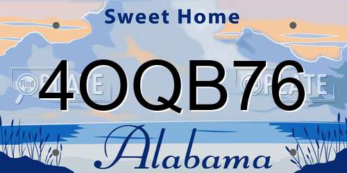 4OQB76 Alabama License Plate