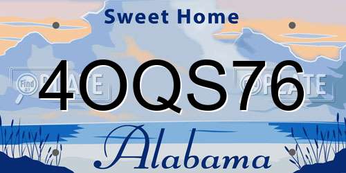 4OQS76 Alabama License Plate
